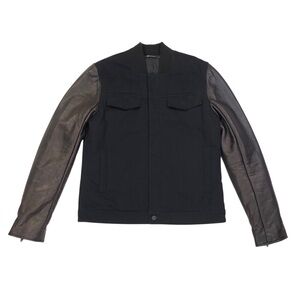 T by Alexander Wang Lamb Leather Twill Bomber Jacket Men's Size M Black Brown